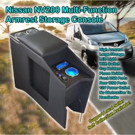 Nissan NV200 Deluxe Edition Armrest Console Storage Box With 12V Power Outlet 5 USB Charging Ports LED Ambie
