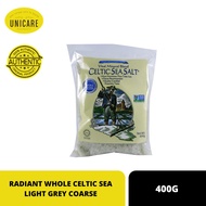 RADIANT CELTIC SEA LIGHT GREY COARSE 400G CELTIC SEA SALT COARSE SEA SALT