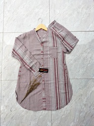 TUNIK wanita motif salur bahan katun triset