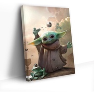 Baby Yoda Posters Framed For Walls Yoda & Frog Wall Art Hd Kid Yoda Print On Gallery Canvas Ready To