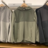 UNIQLO ของผู้ชาย/ผู้หญิงของแท้ผ้าฟลีซกันลมผ้าฟลีซซับในอบอุ่นฮู้ดแขนยาวคู่473324เสื้อแจ็คเก็ต
