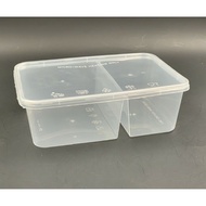 750 DS Rectangular Two ( 2 ) Compartment (50pcs) Plastic Disposable Food Container [ 50sets± ] 750ml