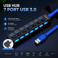 Taffware USB Type A Hub 7 Port USB 3.0 High Speed Extender - Black