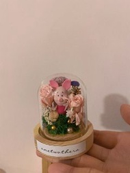 💡🌲超迷你掌心日本永生花玻璃罩 豬仔piglet 小熊維尼pooh piggy