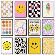 Retro 70s Funky Smile Flower Sunshine Motivational Quotes Poster Canvas Painting Picture Home Decor