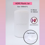 HDPE White Plastic Jar 500ml/1L / White Container Jar / White Opaque Plastic Jar (Wide Opening)