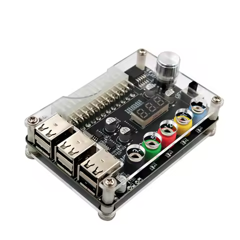24Pin ATX Power Supply Breakout Board Power Module Adapter Connector Adjustable Voltage Knob 6 Port 