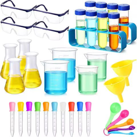 Science Experiment Kit, Chemical Experiment Equipment, Complete Set of Measuring Cups, Test Tubes, E
