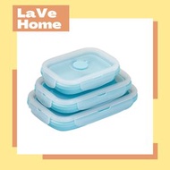 便攜折疊矽膠飯盒3件套-藍色