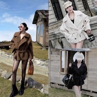 [A0.268] Jacket Evening Fur Face Collar Short Vest Waist Belt 3 Colors 2 Thick Layers