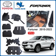 little bird พรมปูพื้นเข้ารูปรถยนต์ Toyota Fortuner ปี2015-2022( หนังแท้PVC 12สี )7PCS พรมปูพื้นรถยนต