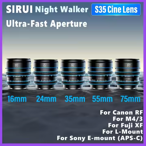 SIRUI Night Walker 16mm 24mm 35mm 55mm 75mm T1.2 S35 Cine Lens APS-C Large For Sony E Fuji X Canon R