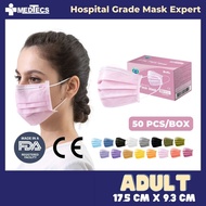 Peach Pink Color Girl 50pcs Medical Grade Facemask Non-China Surgical Face mask 3ply FDA Approved Medtecs Official