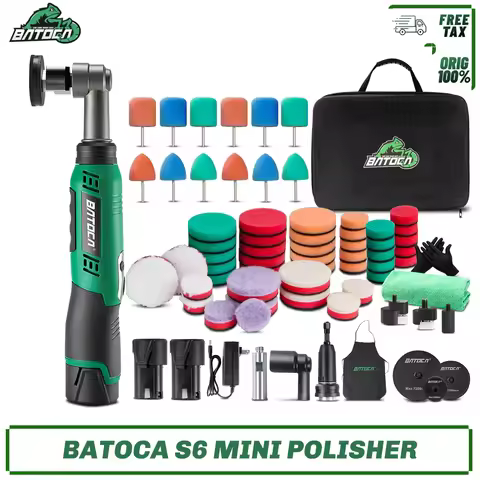 BATOCA S6 Cordless Mini Car Polisher 12V Cordless Polisher for Car Waxing 2.0Ah Buffer Polisher with