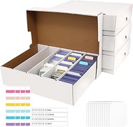 Monster Card Box with 5 Track,Baseball Card Storage Box,Holds 3200 Cards,Cardboard Storage Boxes wit