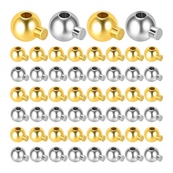 80pcs Crimp Beads for Jewelry Making, Gold Silver Spacer Beads Metal Bead Stopper Crimp Charms for B