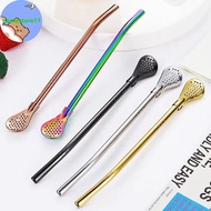 Homestore Colorful 304 Stainless Steel Tea Drinking Straws Spoon Yerba Mate Tea Filter Reusable Meta