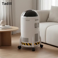 [dksqer] Stylish Rocket-shaped Flip Lid Waste Bin Functional Rubbish Bin Compactor with Wheels for E