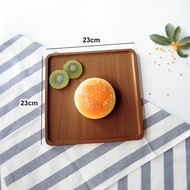 Solid wood serving tray japanese style platter food service plate dishes 23x23cm