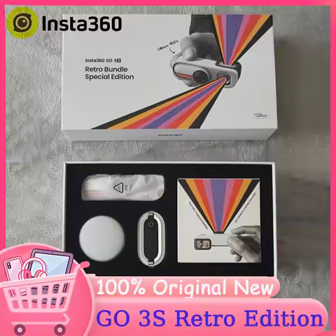 Official！Insta360 GO 3S Retro Edition 4K Mini Camera with Viewfinder Retro Bundle Special Edition(Wh