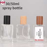 POP 30ml 50ml Clear Glass Perfume Spray Bottle Empty Portable Premium Refillable Bottle With Wooden 