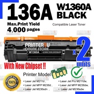 2x Compatible H* 136A W1360A H*136A W1360X Cartridge For H* LaserJet M211d M211dw MFP M236d M236dw M