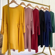 Blouse labuh Blouse women Muslimah tunic plain poket plus size cotton baju labuh baju muslimah