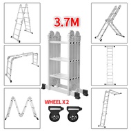 Tangga Lipat 3.7M/4.7M/5.8M Meter Tangga Paduan Aluminium Rumah Tangga Multifungsi Tangga Dekorasi K