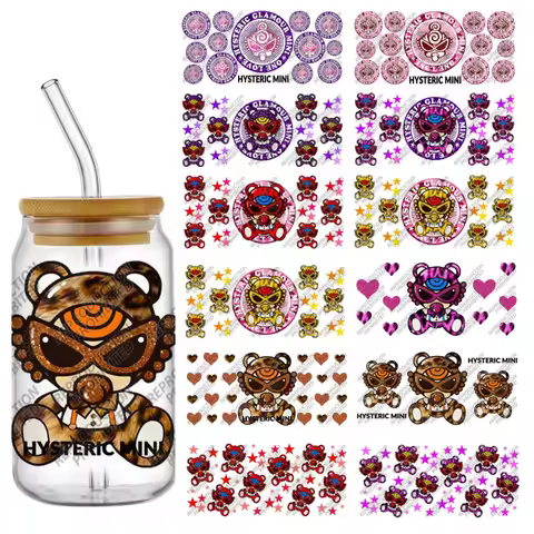Hysteric mini baby pattern 16oz UV DTF cup UV packaging glass transfer sticker cup warp waterproof a
