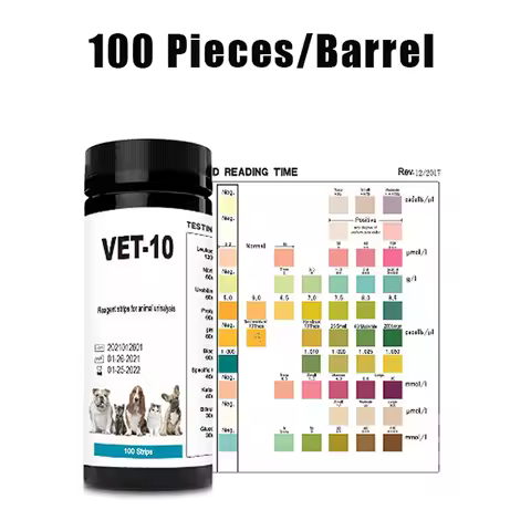 100PCS 10-Parameter Cat & Dog Urine Test Strips Cat & Dog UTI Test Kit, Urinalysis Reagent Strips: G