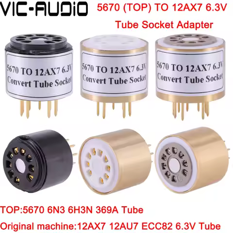 1PC 6N3 6H3N 369A 5670 TO 12AX7 ECC82 ECC83 12AU7 6.3V Vacuum Tube Socket DIY Audio Amplifier Vacuum