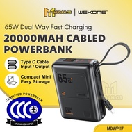 WEKOME Original 3C Powerbank CCC 20000mah Portable Compact 65W Fast Charging Built In Type C MDWP117