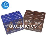 Biskuit stik salut coklat cokelat paduan susu hitam dengan butiran kukis kacang halal MUI Glico Pock