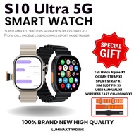 Local delivery】S10 Ultra 5G data Smart Watch Simcard +Wifi+Super Amoled smartwatch android PlayStore
