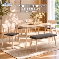 (SIAP PASANG)MESRA -  Meja Makan/ Solid Dining Set 1+4+Bench / Ready Stock + Fast shipping / 1+6 / 1
