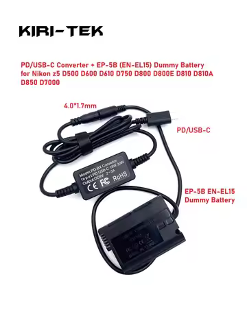 EP-5B USB-C Coupler EN-EL15 EN-EL15a Dummy Battery for Nikon Z5ii Z5 Z6 Z7 D500 D600 D610 D750 D780 