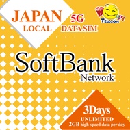 Happy 5G/4G Japan Unlimited Local Data Travel Sim Card (Softbank) - 3-10 Days / 1GB & 2GB Daily (by 