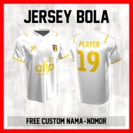 PUTIH Mitra Kukar Tenggarong Club White Football Jersey Shoulder Stripe Custom Name and Back Number 