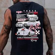 JDM Car Culture Graphic Summer Men Tank Top, Fashionable Casual Everyday Wear
