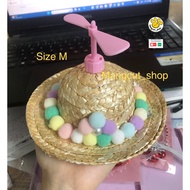 Doraemon straw hat for dogs and cats, beach pinwheel hat for pets cat hat