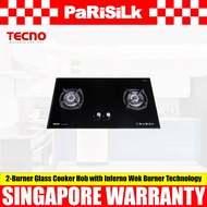 TECNO T 2288TGSV 2-Burner Glass Cooker Hob with Inferno Wok Burner Technology (88cm) (Black)