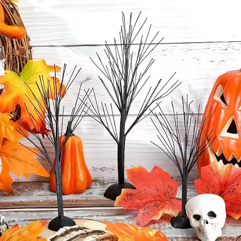 2Pcs/3Pcs Halloween Black DIY Wire Tree Decoration Display, Mini Tree Decoration Winter and Autum Vi