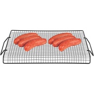 BBQ Grill Net Baking Mesh Mats Barbecue Grill Net,Carbon Baking Net,Portable Handle Iron Non Stick B