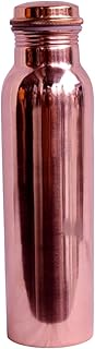 Brown Pure Copper Water Bottle With Leak Proof Lid And Glossy Finish Copper Water Bottle 1 Litre For Healthy Drink