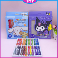 Crayon Oil Pastel Motif Karakter Kartun 12/18/24 Alat Mewarnai Anak 12Pcs Alat Tulis Krayon Mewarnai