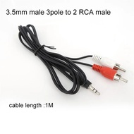 1 Pcs 1.2m 3.9 Ft 3.5mm Plug Jack To Dual 2 RCA Male Cable Stereo PC  Audio Cable Splitter Aux To 2 