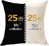 25th Wedding Anniversary, Anniversary Gift Cushion Cover 45x45, 25 Years Anniversary Decoration, Gif