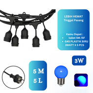KOMPLIT WARNA KOMPLIT 10M Kabel Fitting Gantung 10 METER 20 Lampu LED Gantung CAFE 5Meter LAMPU TAMA