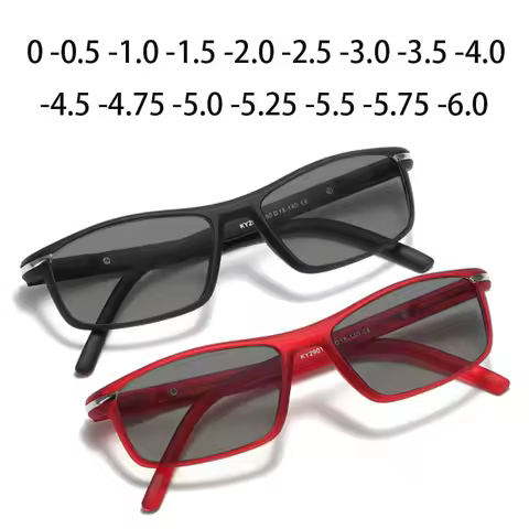 Sun Photochromic Myopia Eyeglasses Men Finished Square Chameleon Lens Prescription Glasses 0 -0.5 -0