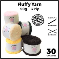 50g 3 Ply Fluffy Polyester Yarn Ball Cake Multicolored Crochet Knitting Benang Kait Soft Fluffy Poly